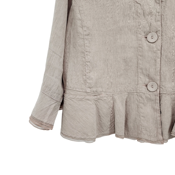 Kleen Women's Silk Linen Blend Button Front Peplum Top Lagenlook- M - Picture 4 of 8